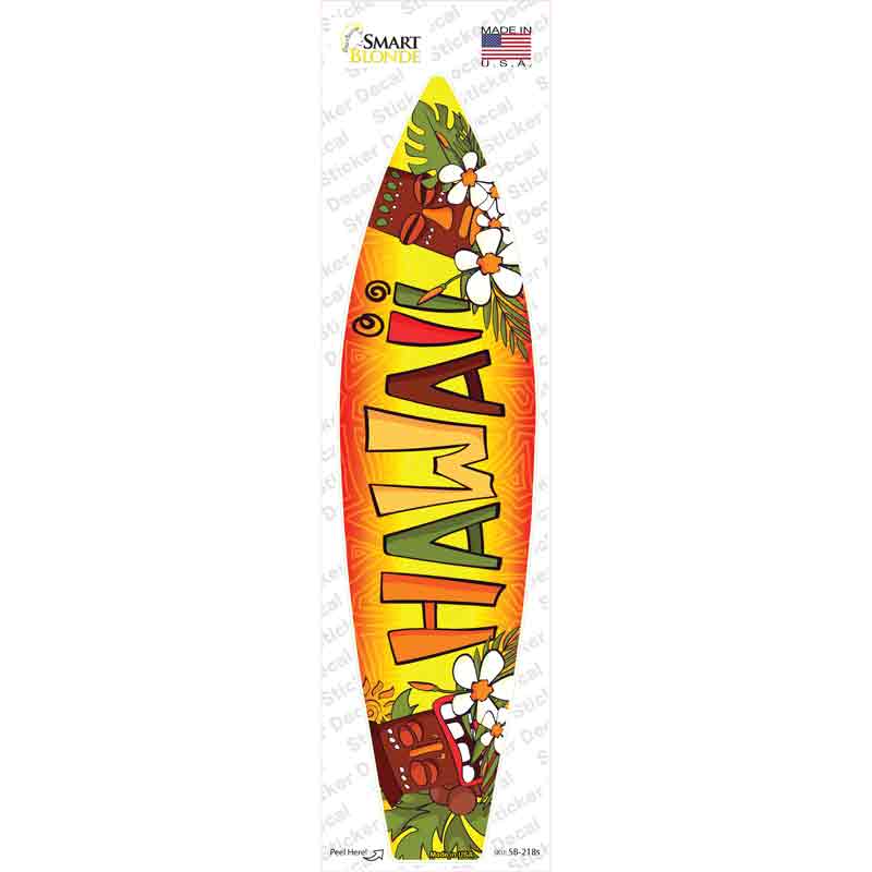 Hawaii With Tikis Novelty Surfboard Sticker Decal Small