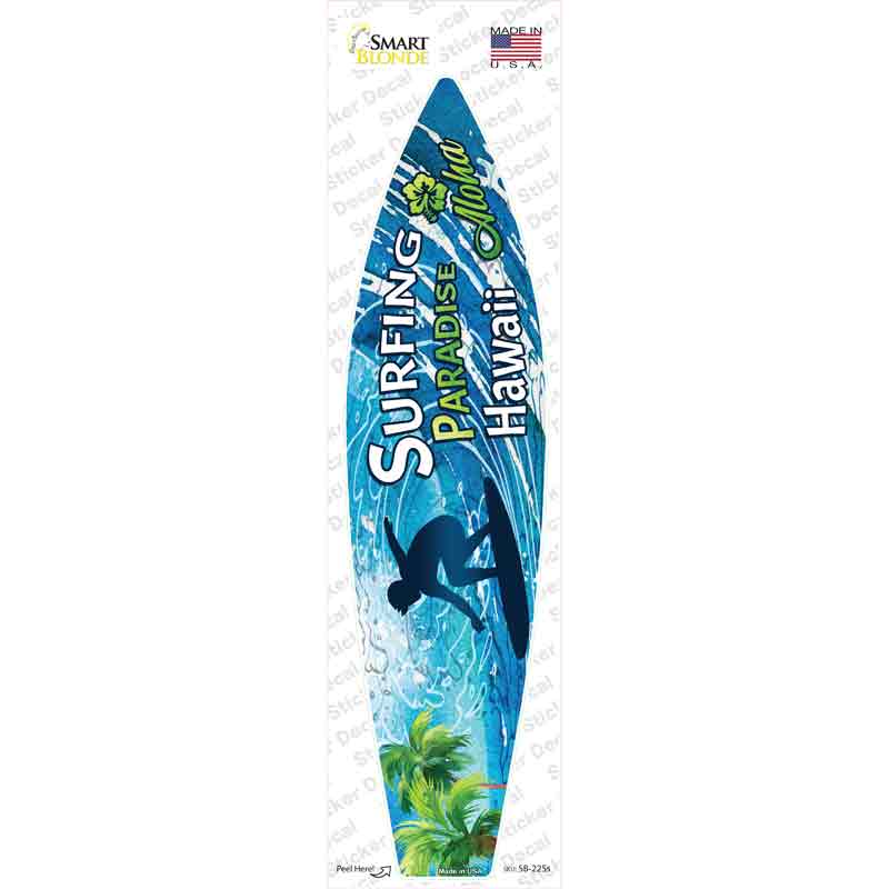 Surfing Paradise Hawaii Novelty Surfboard Sticker Decal Small