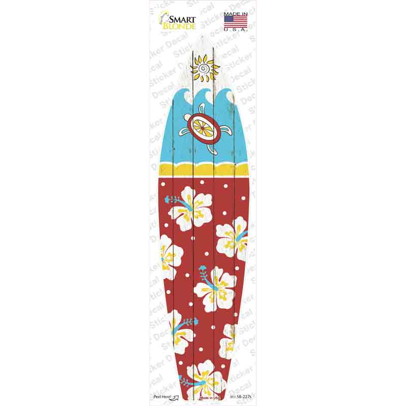 Sea Turtle With Hibiscus Flower Novelty Surfboard Sticker Decal