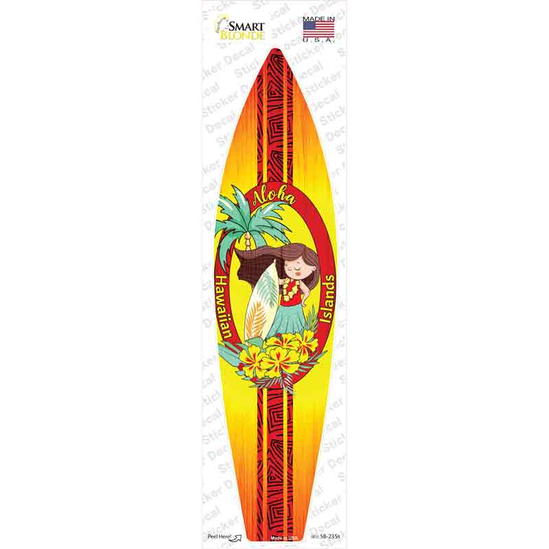 Aloha Hawaiian Islands Novelty Surfboard Sticker Decal Small