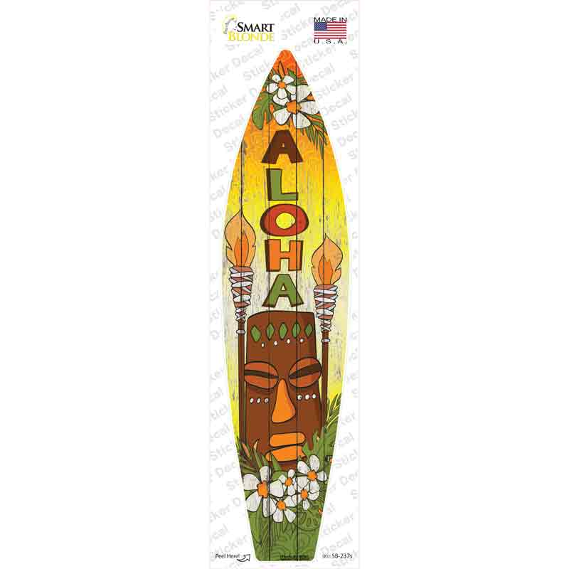 Aloha With Tiki Novelty Surfboard Sticker Decal Small