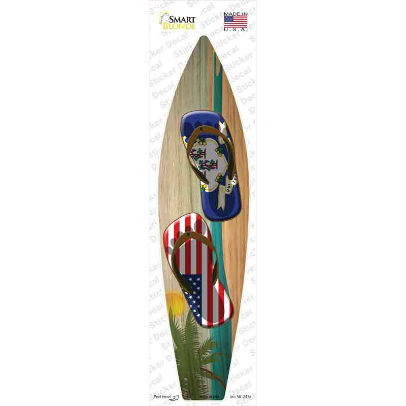 Connecticut Flag Flip Flop Novelty Surfboard Sticker Decal