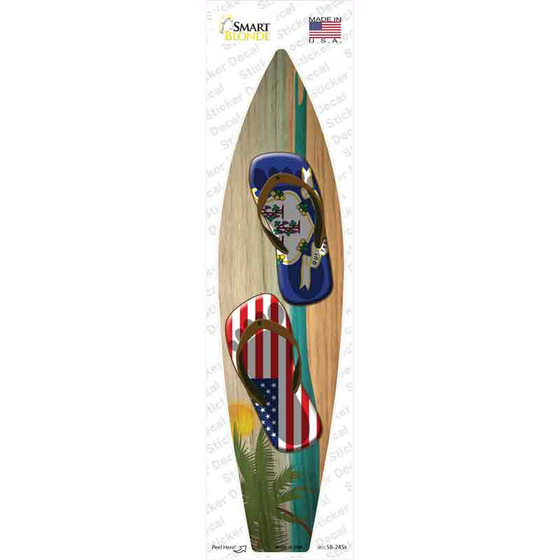 Connecticut Flag Flip Flop Novelty Surfboard Sticker Decal Small