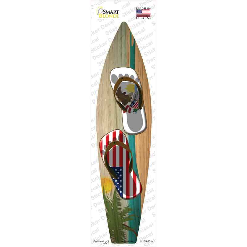 Illinois Flag Flip Flop Novelty Surfboard Sticker Decal Small