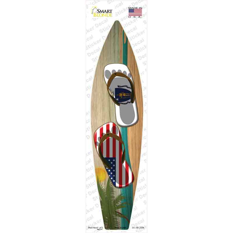 Massachusetts Flag Flip Flop Novelty Surfboard Sticker Decal