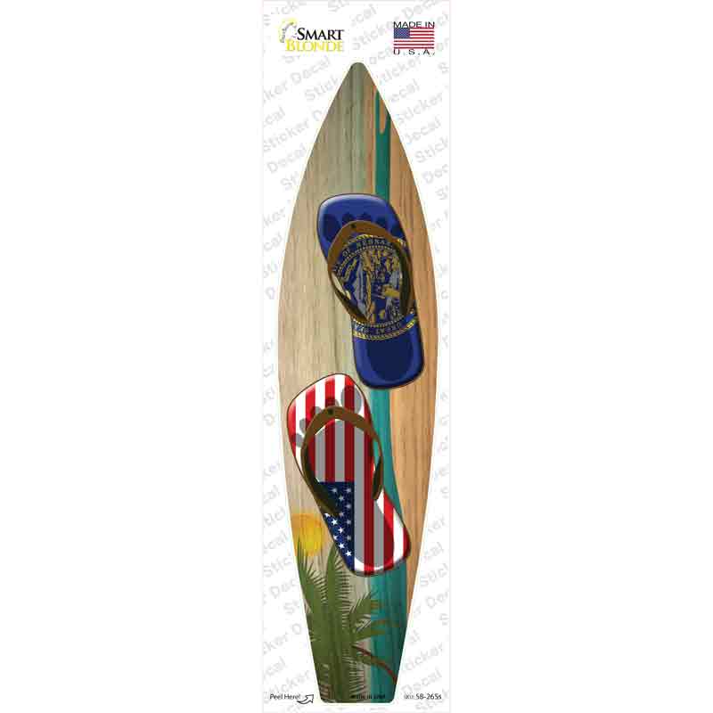 Nebraska Flag Flip Flop Novelty Surfboard Sticker Decal