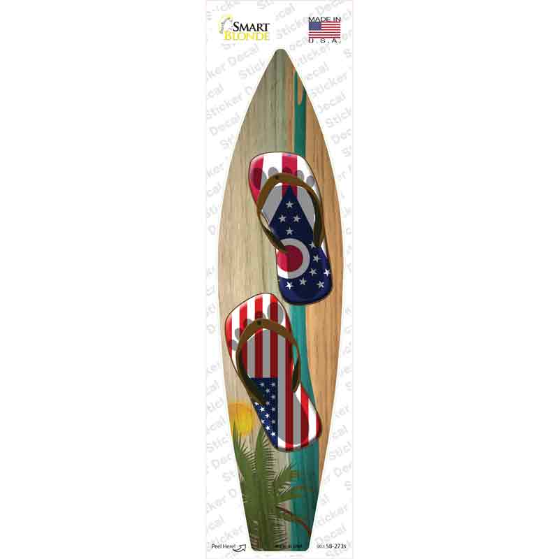 Ohio Flag Flip Flop Novelty Surfboard Sticker Decal Small