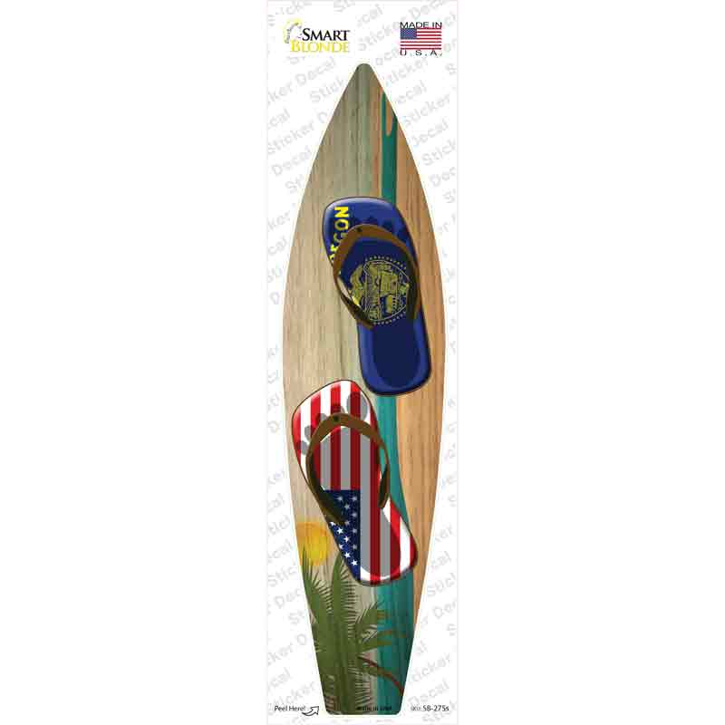 Oregon Flag Flip Flop Novelty Surfboard Sticker Decal Small