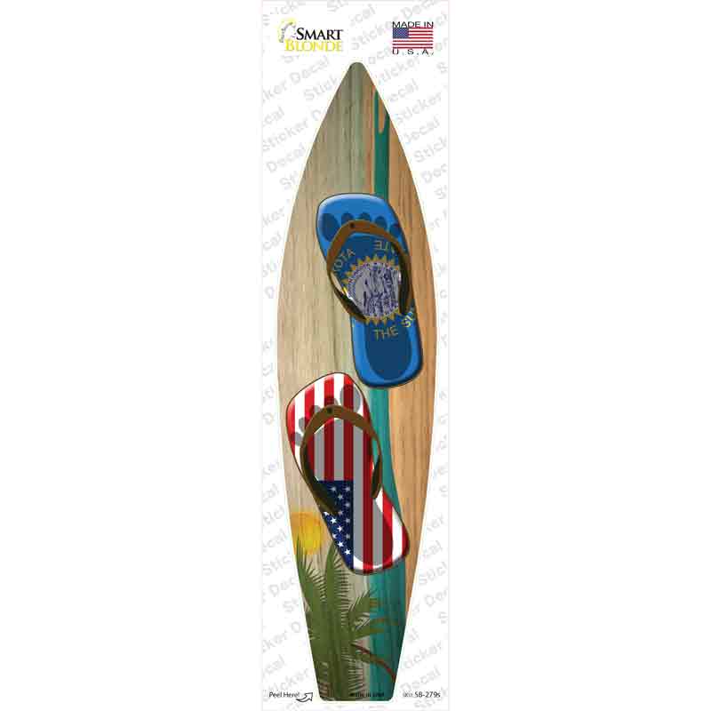 South Dakota Flag Flip Flop Novelty Surfboard Sticker Decal Small