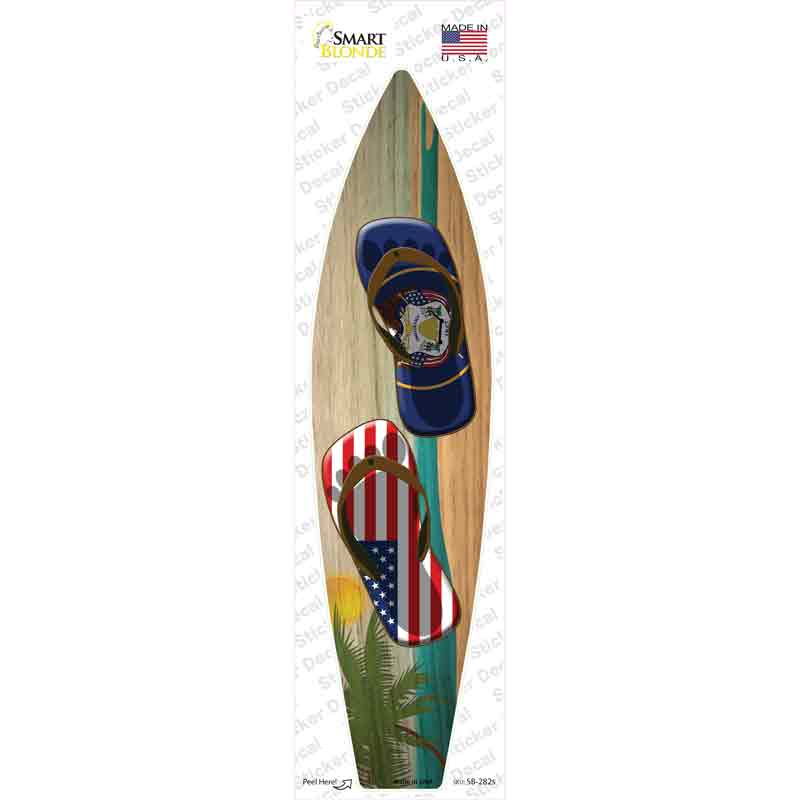 Utah Flag Flip Flop Novelty Surfboard Sticker Decal Small