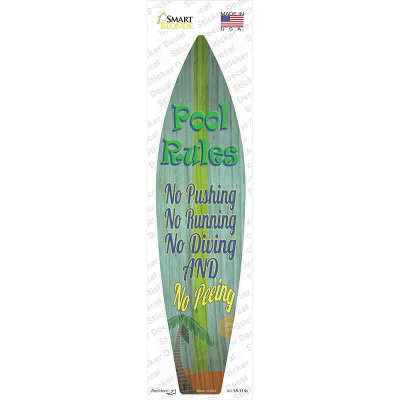 Pool Rules No Peeing Novelty Surfboard Sticker Decal