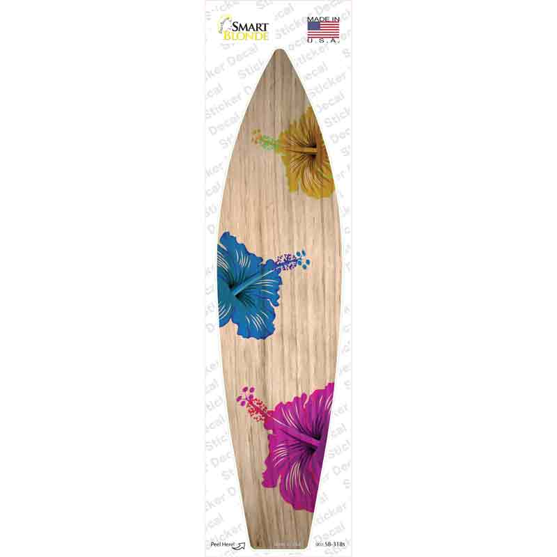 Colored Hawaiian Flowers Novelty Surfboard Sticker Decal Small