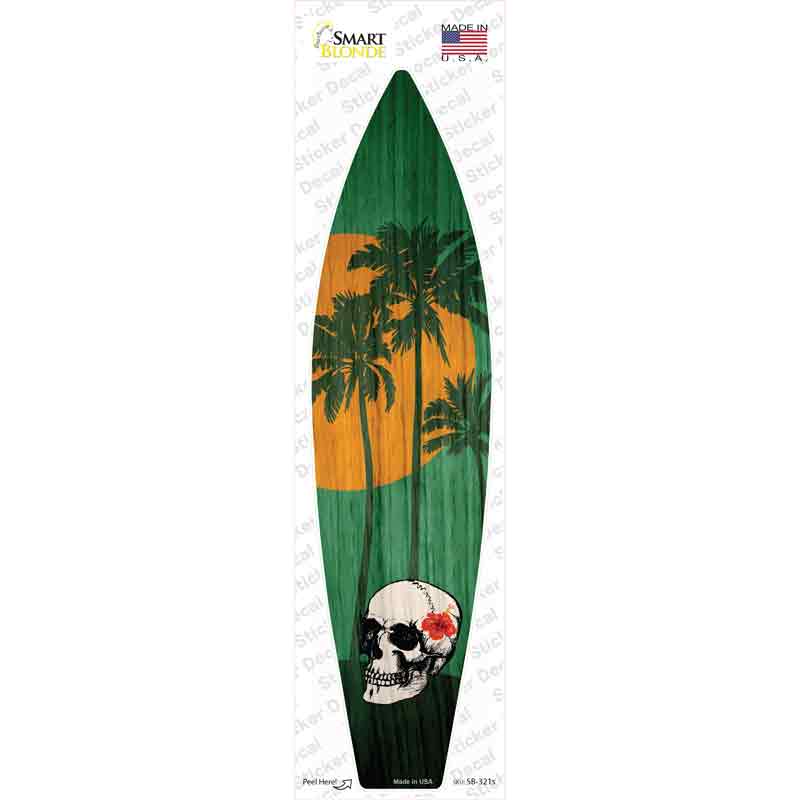 Skull And Palm Trees Novelty Surfboard Sticker Decal Small