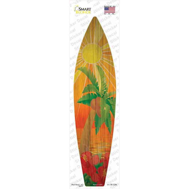 Tree And Flowers Sunset Novelty Surfboard Sticker Decal Small