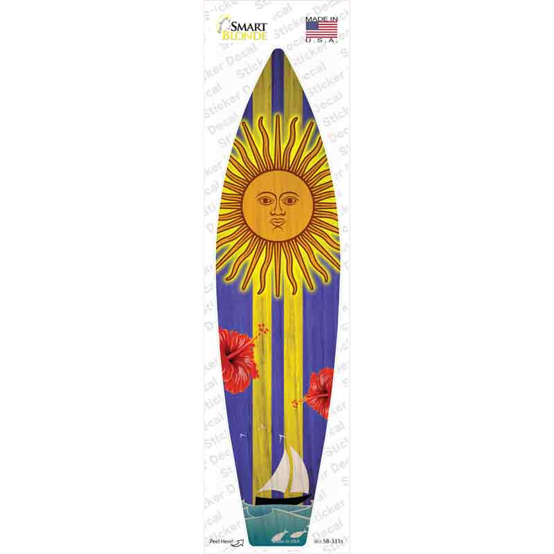 Sailboat With Sun And Yellow Stripes Novelty Surfboard Sticker Decal Small