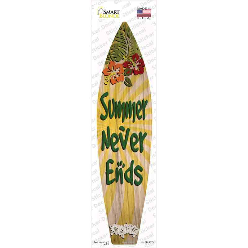 Summer Never Ends Novelty Surfboard Sticker Decal Small