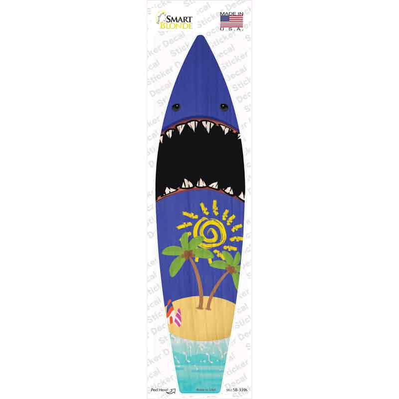 Shark And Beach Novelty Surfboard Sticker Decal Small