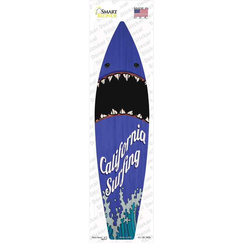 California Surfing Shark Novelty Surfboard Sticker Decal Small