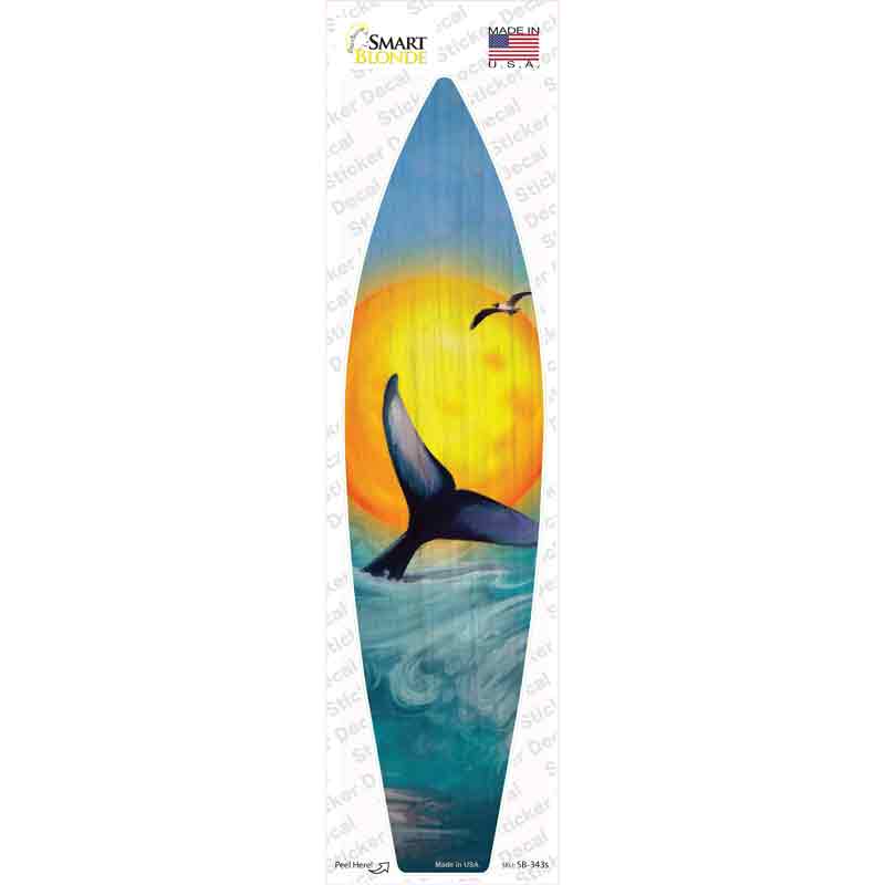 Whale And Sunset Novelty Surfboard Sticker Decal Small