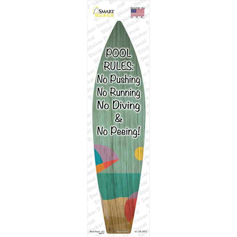 Pool Rules Novelty Surfboard Sticker Decal
