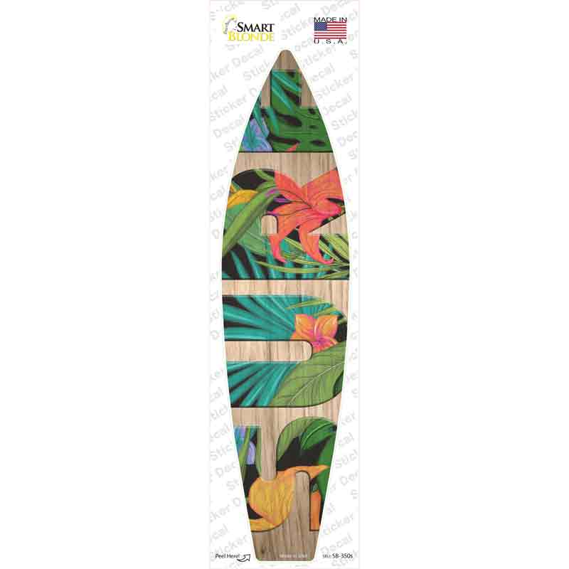 Surf With Flowers Novelty Surfboard Sticker Decal Small