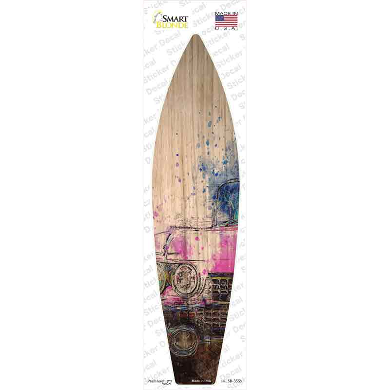 Pink Sports Car Novelty Surfboard Sticker Decal