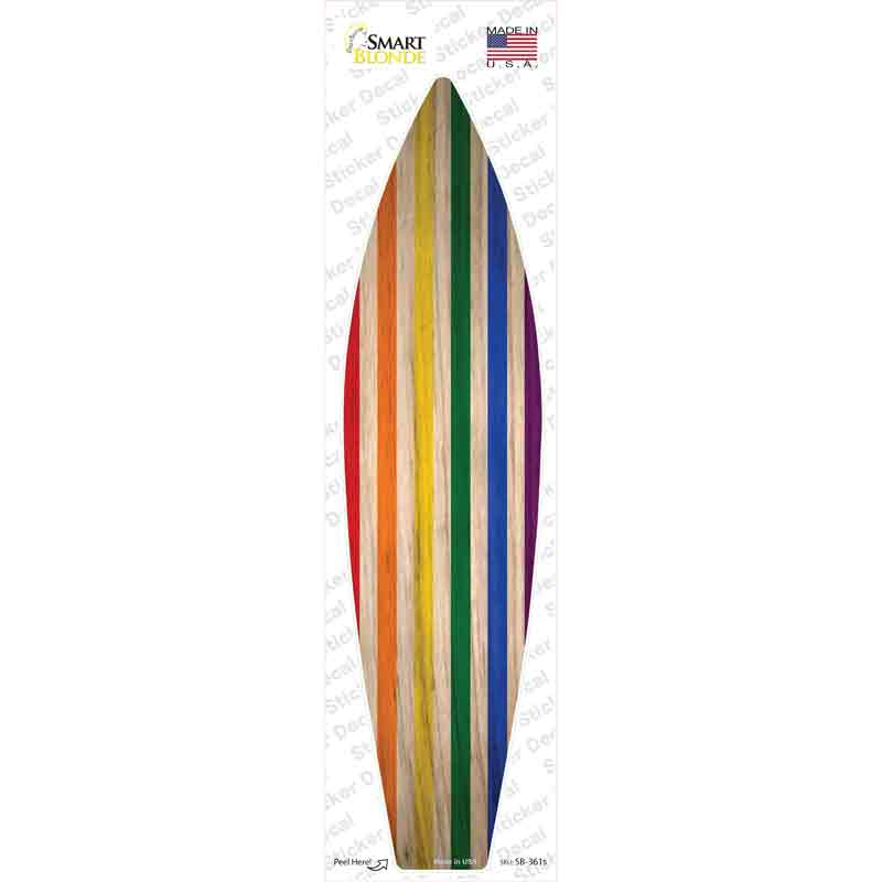 Rainbow Striped Novelty Surfboard Sticker Decal Small