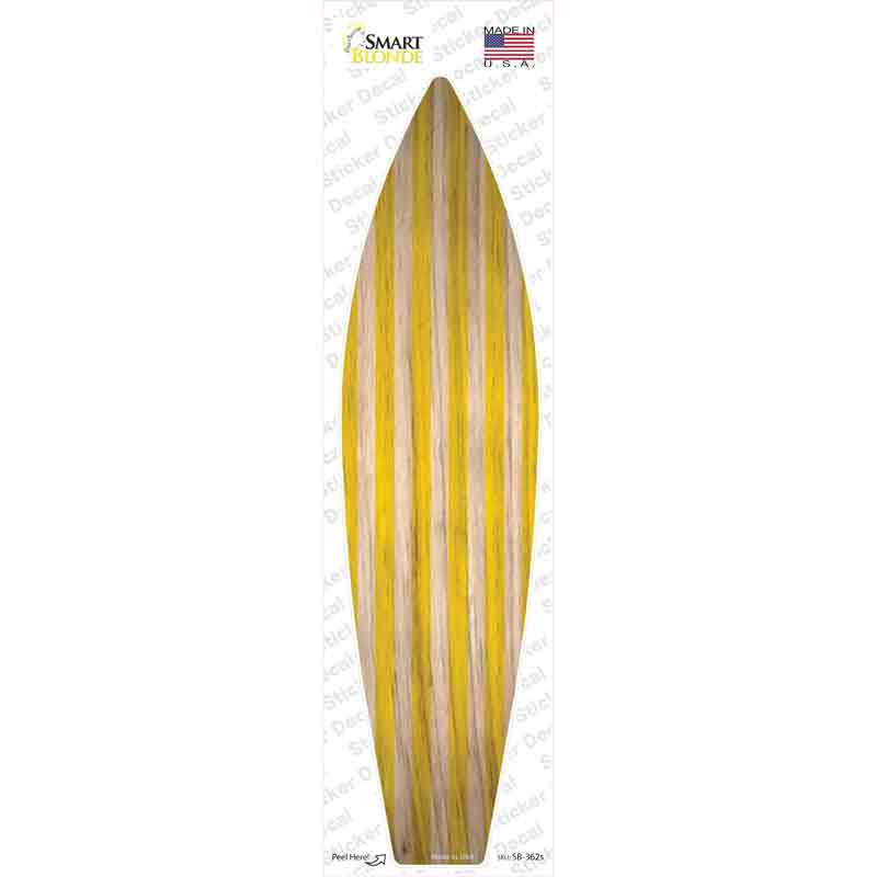 Yellow Striped Novelty Surfboard Sticker Decal Small