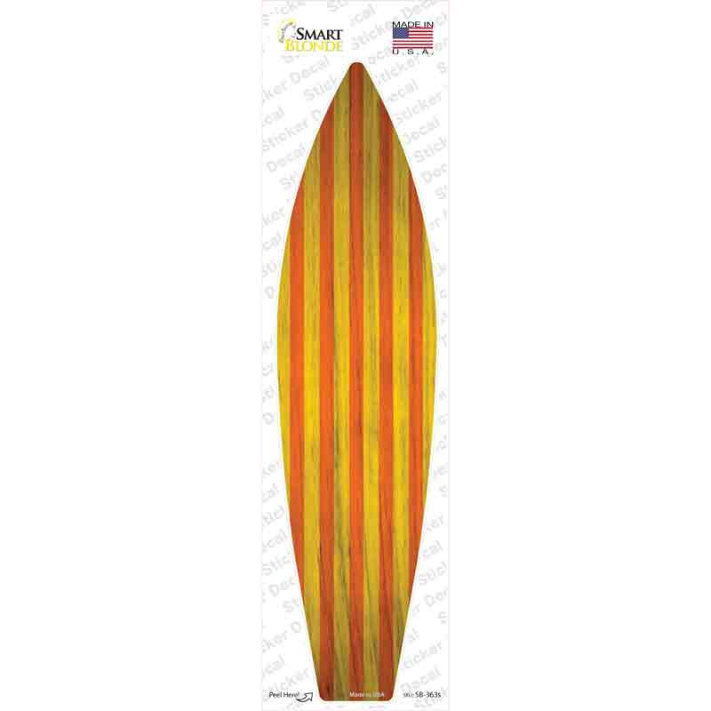 Orange And Yellow Striped Novelty Surfboard Sticker Decal Small