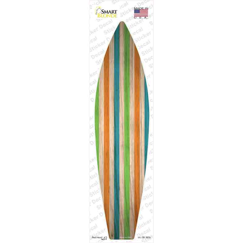 Blue Green And Orange Striped Novelty Surfboard Sticker Decal Small