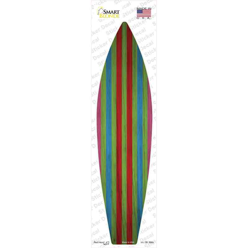 Red Green Blue And Purple Striped Novelty Surfboard Sticker Decal Small