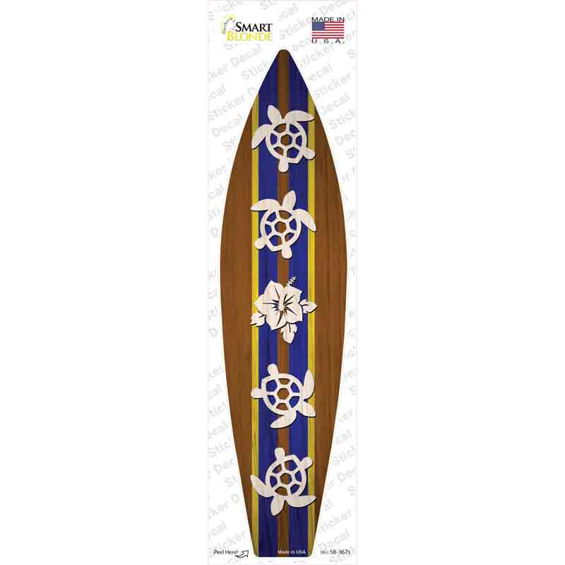 Turtles And Flower Novelty Surfboard Sticker Decal Small