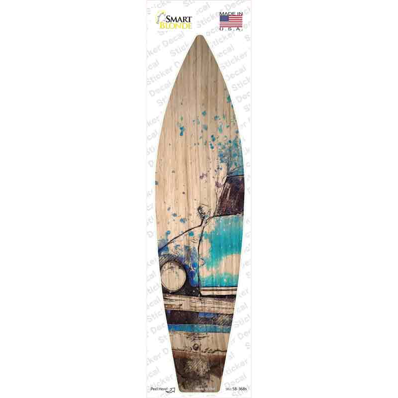 Blue Sedan Novelty Surfboard Sticker Decal