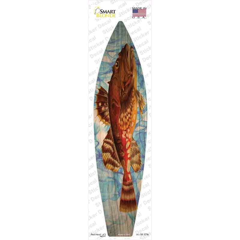 Orange Fish Novelty Surfboard Sticker Decal Small