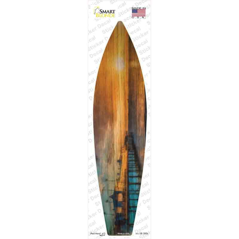 Pier And Sunset Novelty Surfboard Sticker Decal
