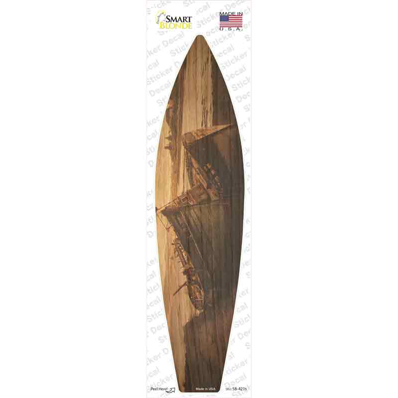 Vintage Wrecked Boat Novelty Surfboard Sticker Decal