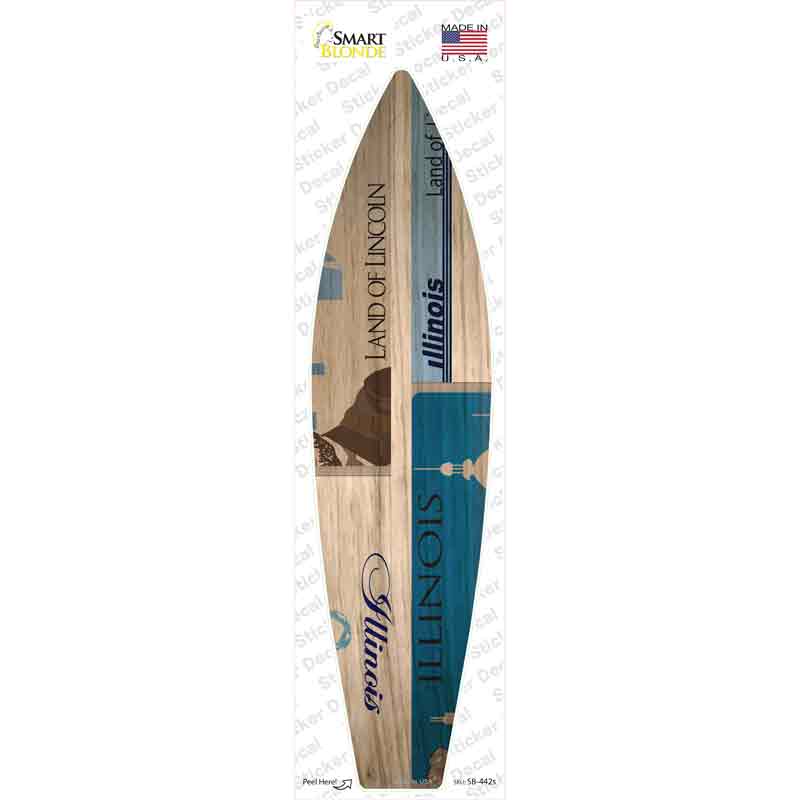 Illinois License Plate Novelty Surfboard Sticker Decal