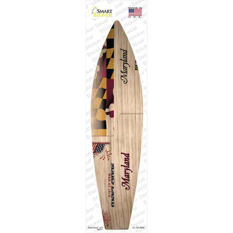 Maryland License Plate Novelty Surfboard Sticker Decal