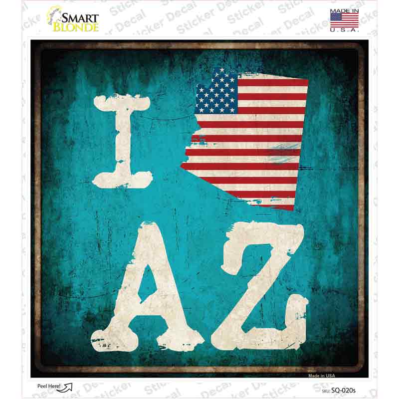 I Love Arizona Novelty Square Sticker Decal Small