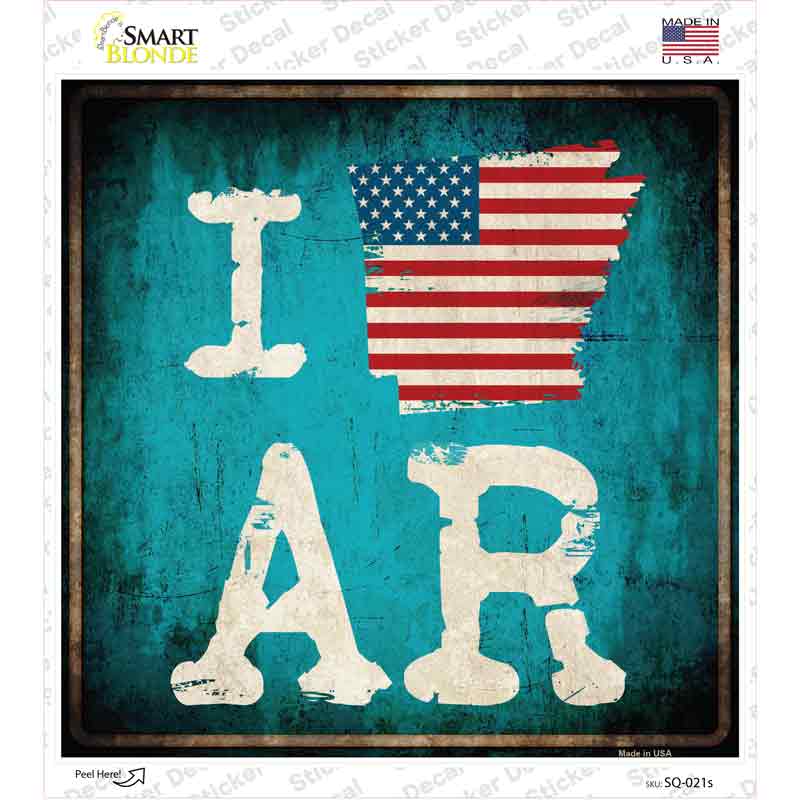 I Love Arkansas Novelty Square Sticker Decal