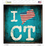 I Love Connecticut Novelty Square Sticker Decal Small