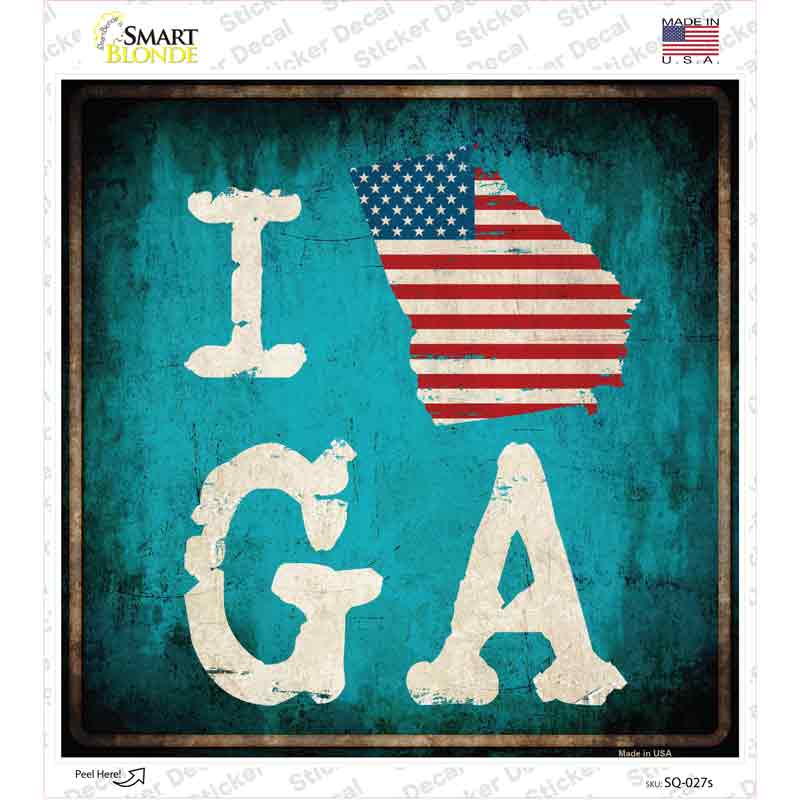 I Love Georgia Novelty Square Sticker Decal Small