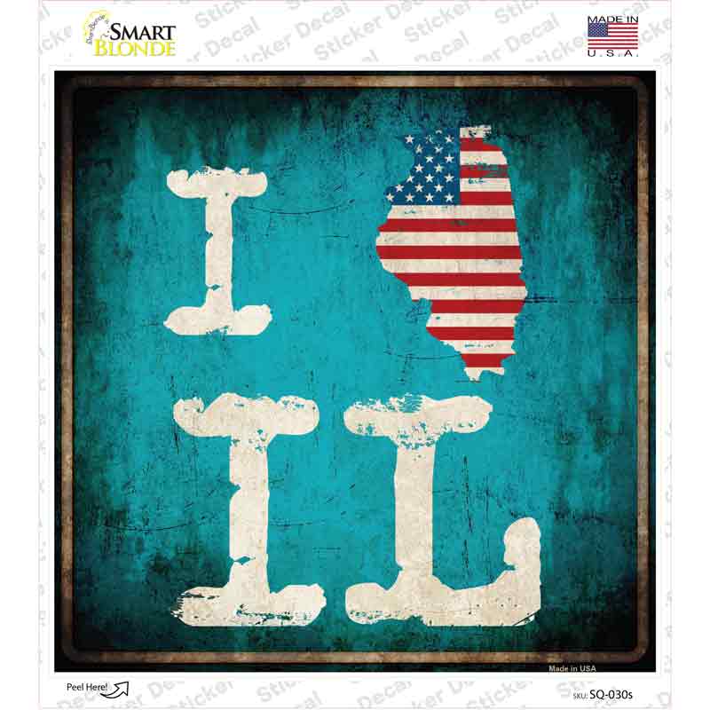 I Love Illinois Novelty Square Sticker Decal Small