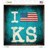 I Love Kansas Novelty Square Sticker Decal Small