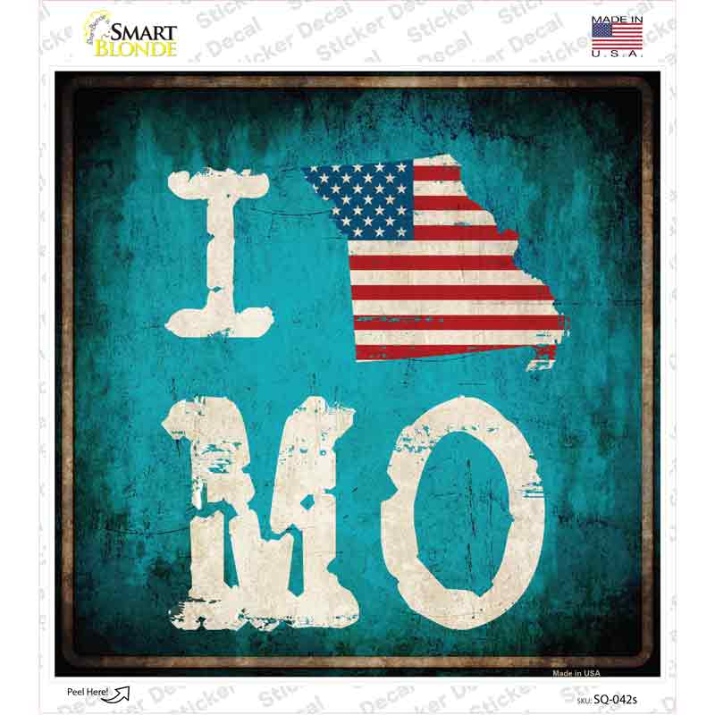 I Love Missouri Novelty Square Sticker Decal Small