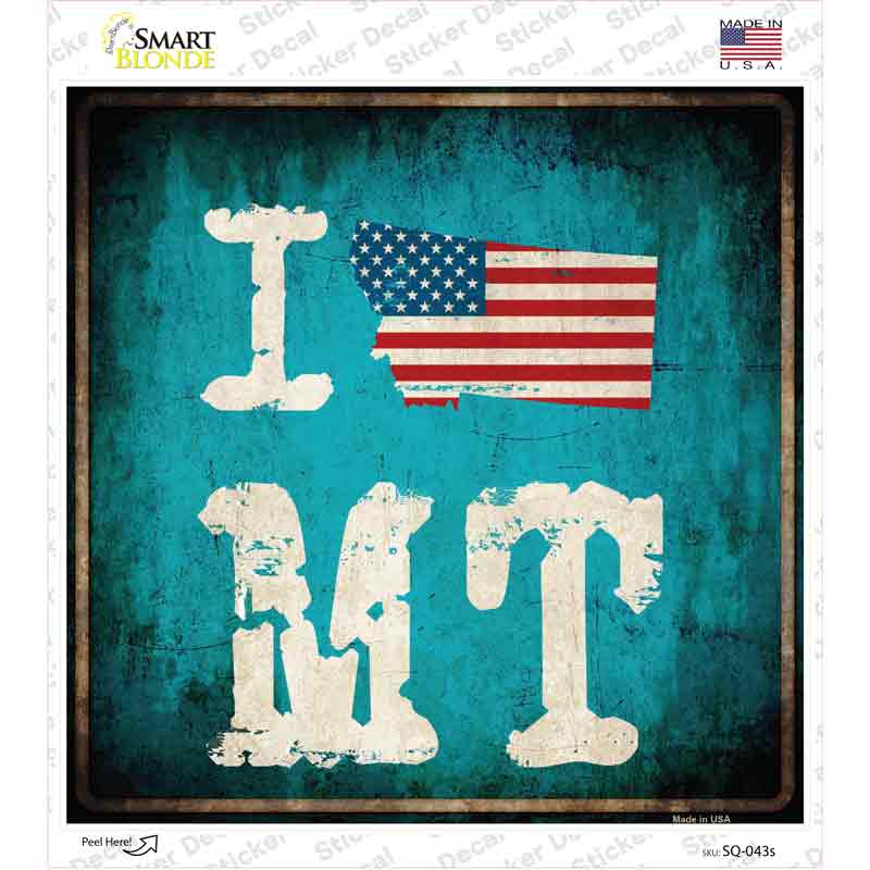 I Love Montana Novelty Square Sticker Decal Small