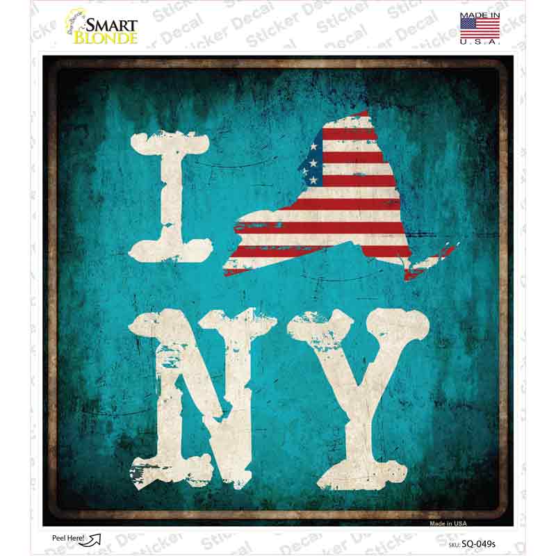 I Love New York Novelty Square Sticker Decal Small