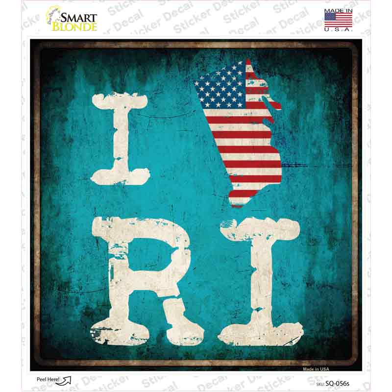 I Love Rhode Island Novelty Square Sticker Decal Small