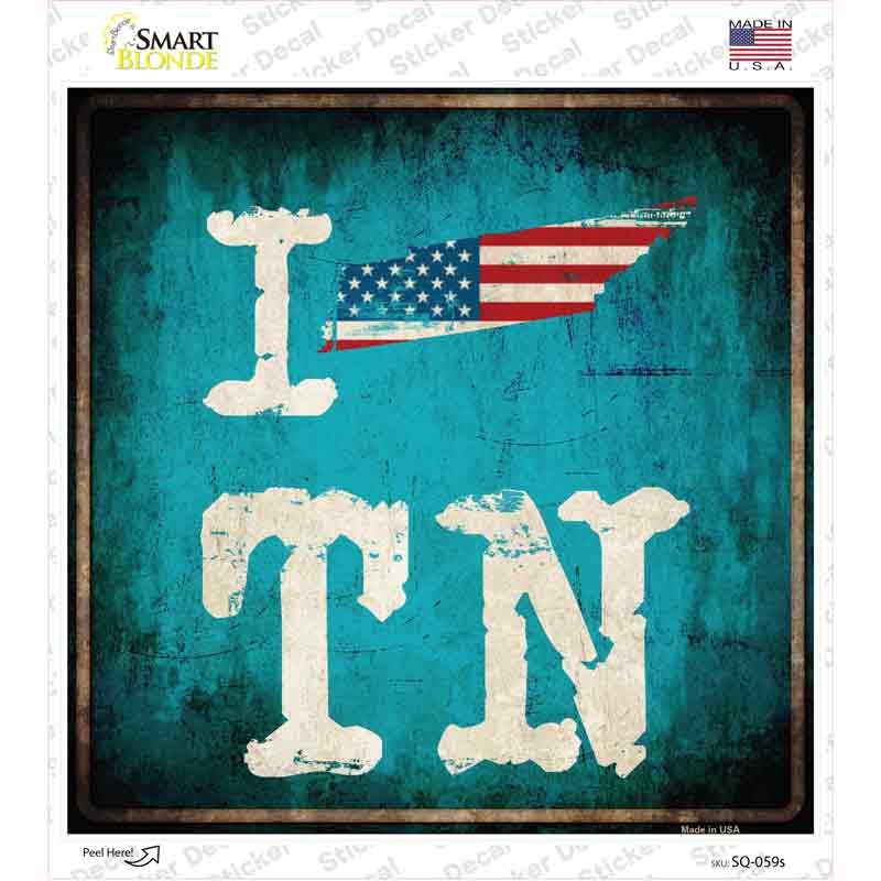 I Love Tennessee Novelty Square Sticker Decal Small