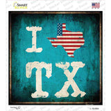 I Love Texas Novelty Square Sticker Decal Small